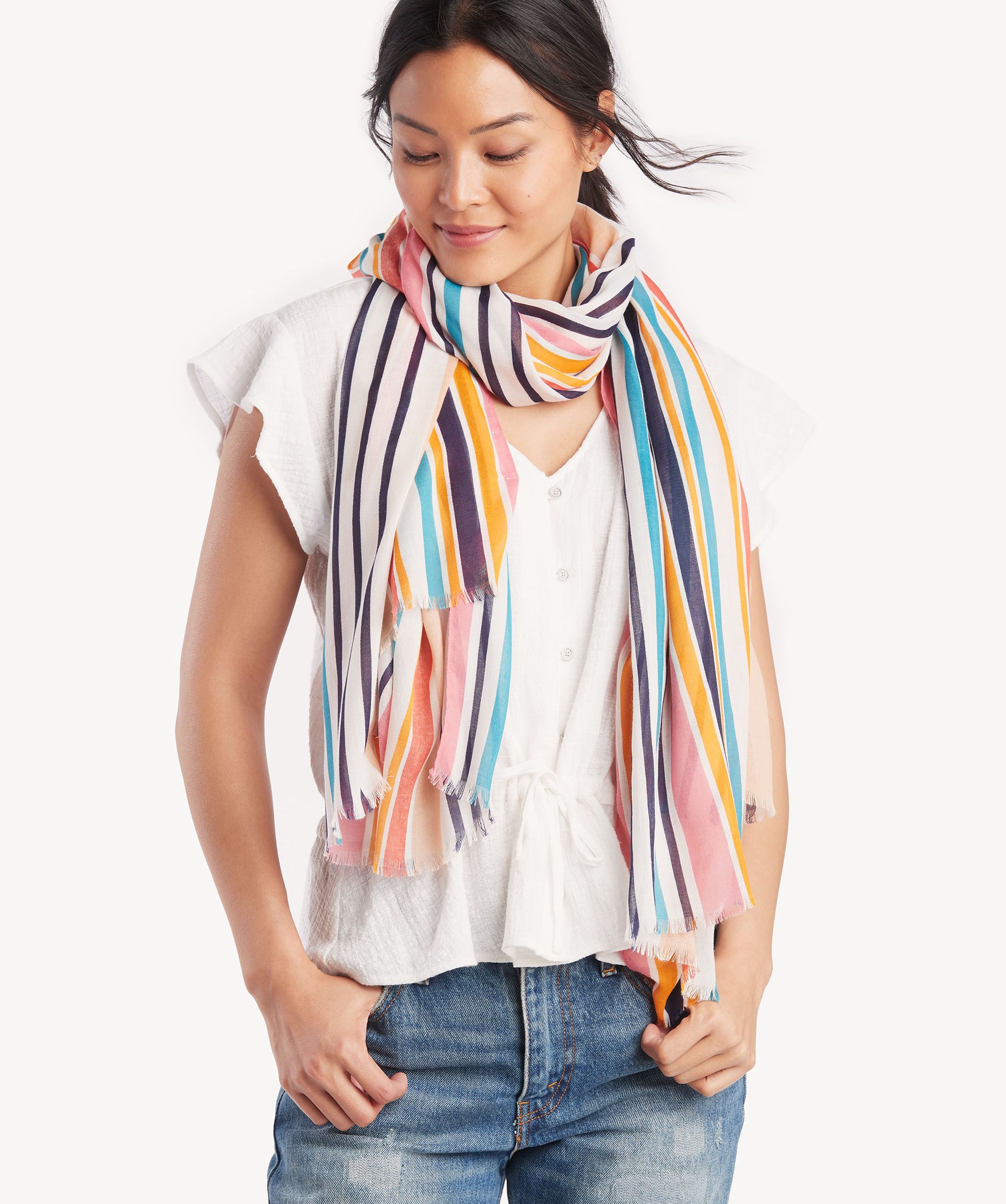 Accessories Scarves Summer Scarfs Selected Summer Scarf striped pattern casual look 