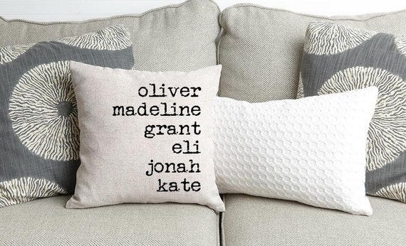 Family Names Throw Pillow Cover