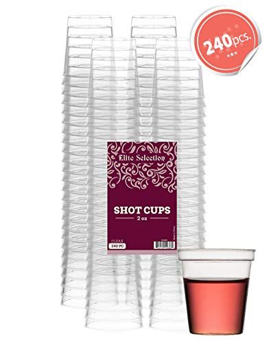 Elite Selection Shot Glasses 2 Oz. Clear Hard Plastic Cups Disposable | Pack of (240) Nice Party Shot Cups - Tasting Cups-Party Accessories