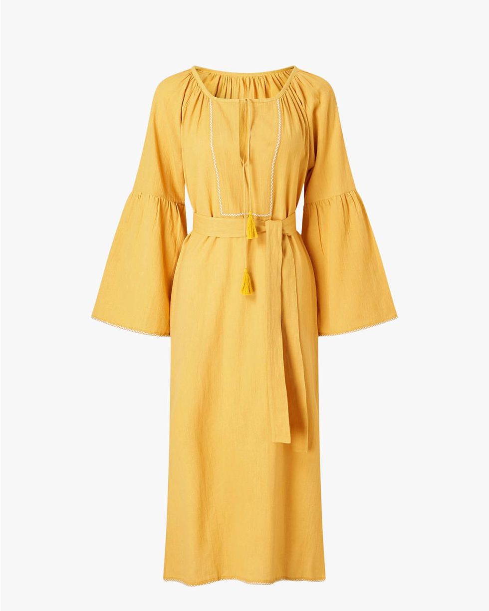 Lucia Stitch Kaftan Dress, Mustard