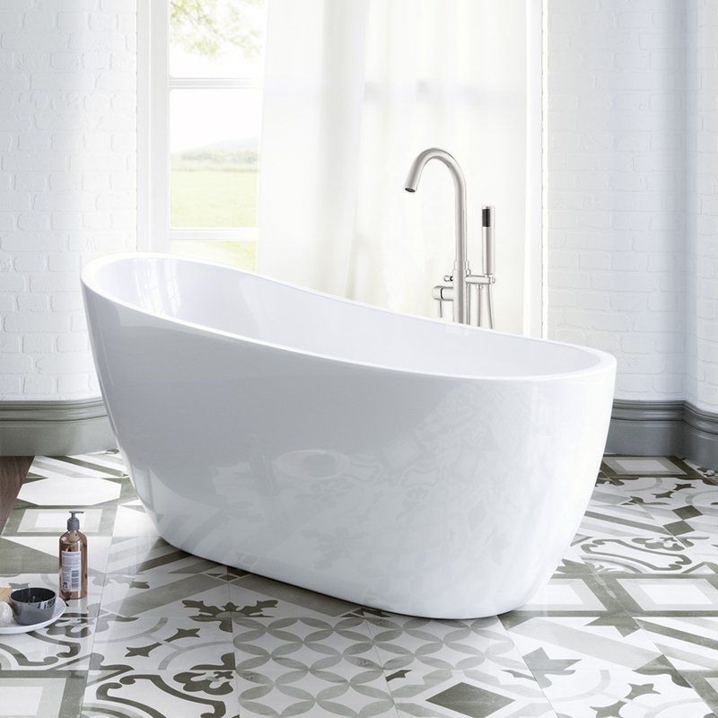 4.5' Freestanding Slanted Soaking Bathtub in White