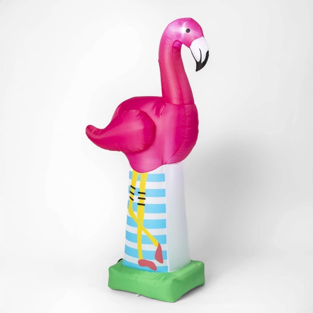 6 Foot Lighted Inflatable Pink Flamingo Air Blown Yard Decoration Party Tropical 
