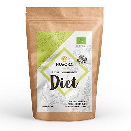 Superfoods: Lino, Algarroba, Cacao, Chia, Azucar de Coco - efecto saciante y eliminación líquidos - Sin Gluten, Soya ni Lactosa (apto para Veganos) 150 gramos