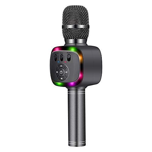 6-in-1 Wireless Bluetooth Karaoke Microphone With Multi-color LED Lights