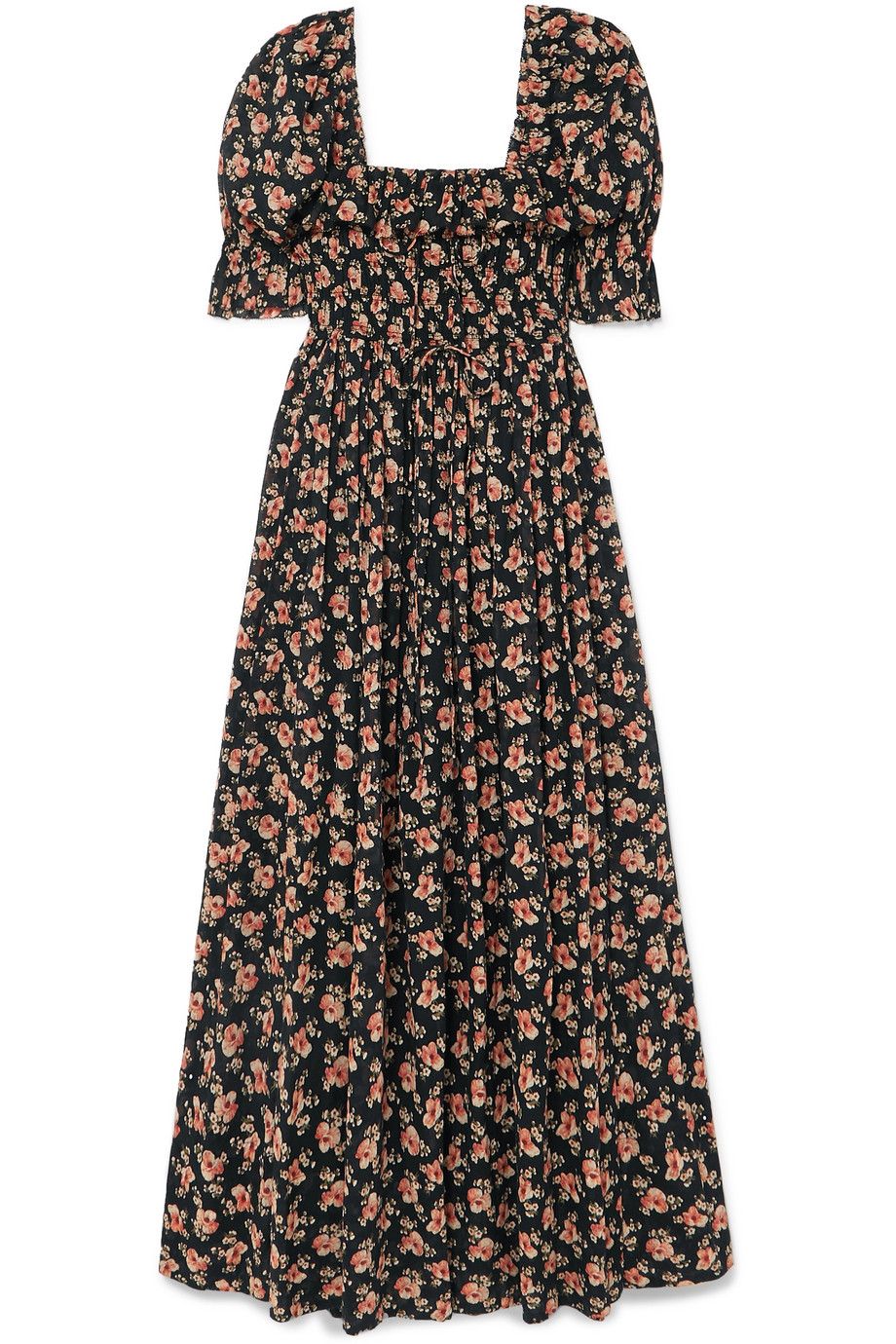 Sol shirred floral-print cotton-voile maxi dress