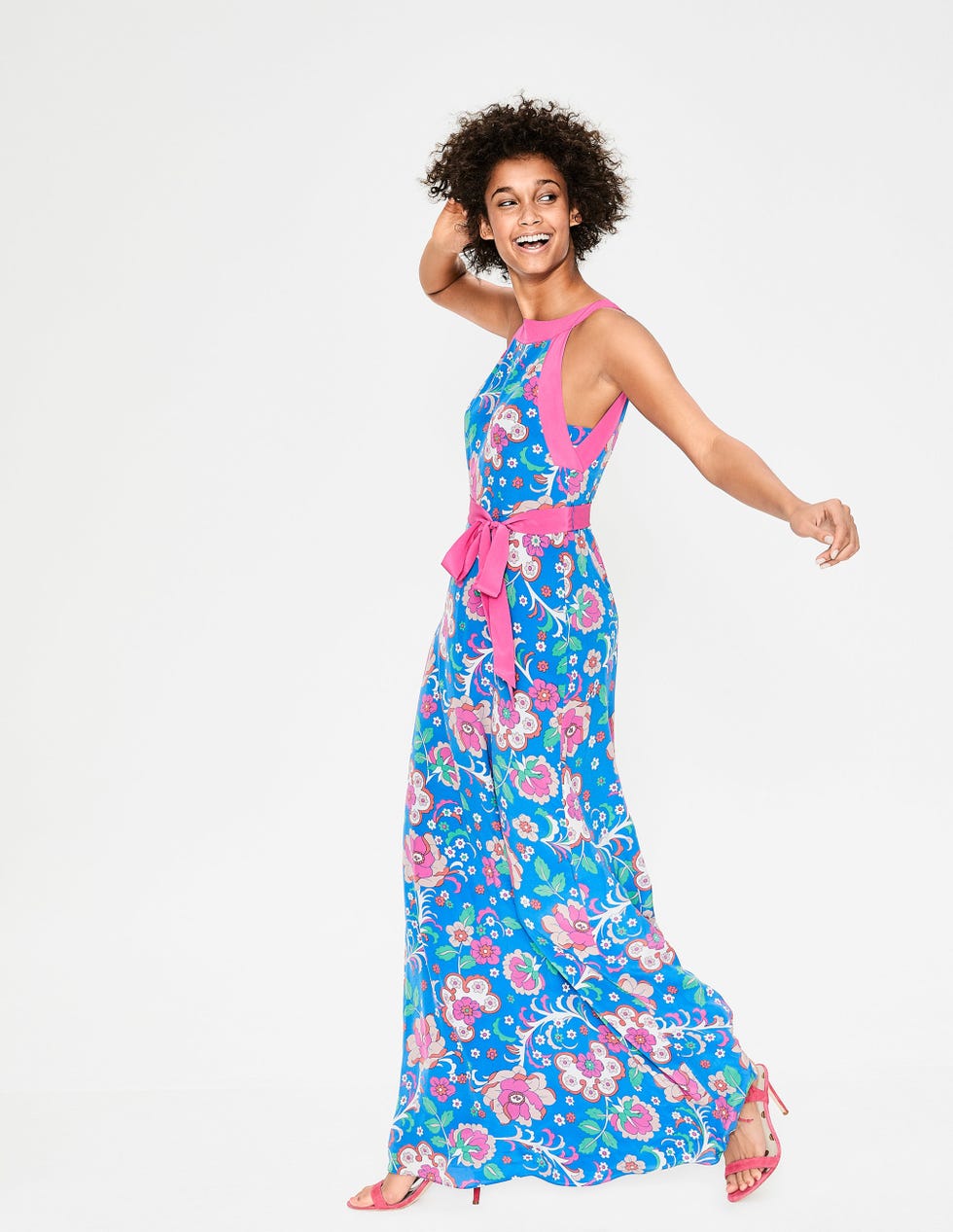 Averie Silk Dress, China Blue Tropical Floral