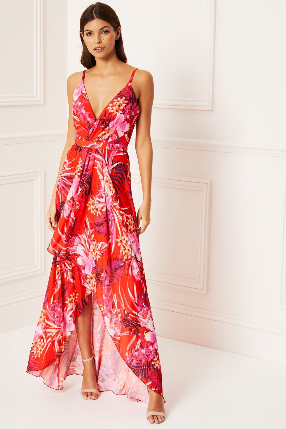 Lipsy Tigerlily Printed Ruffle Maxi Dress