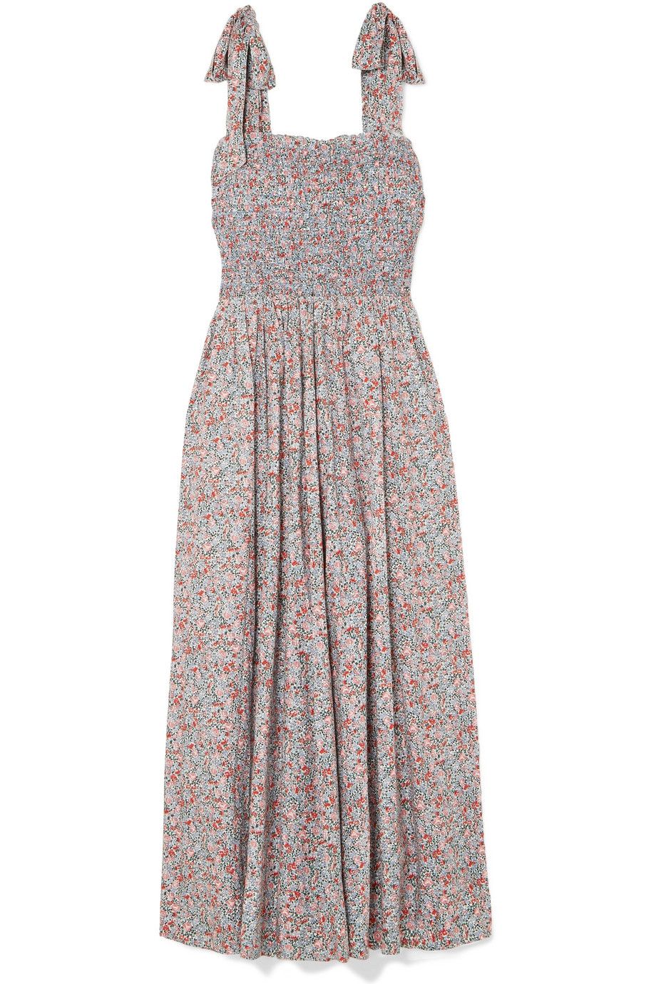 Jasmine Shirred Floral-Print Cotton-Poplin Maxi Dress