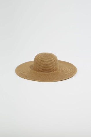 Tan Wide Brim Straw Hat