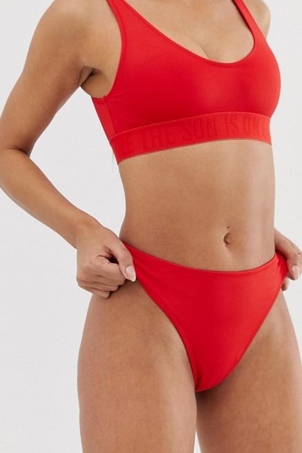 Weekday high leg bikini brief in bright red