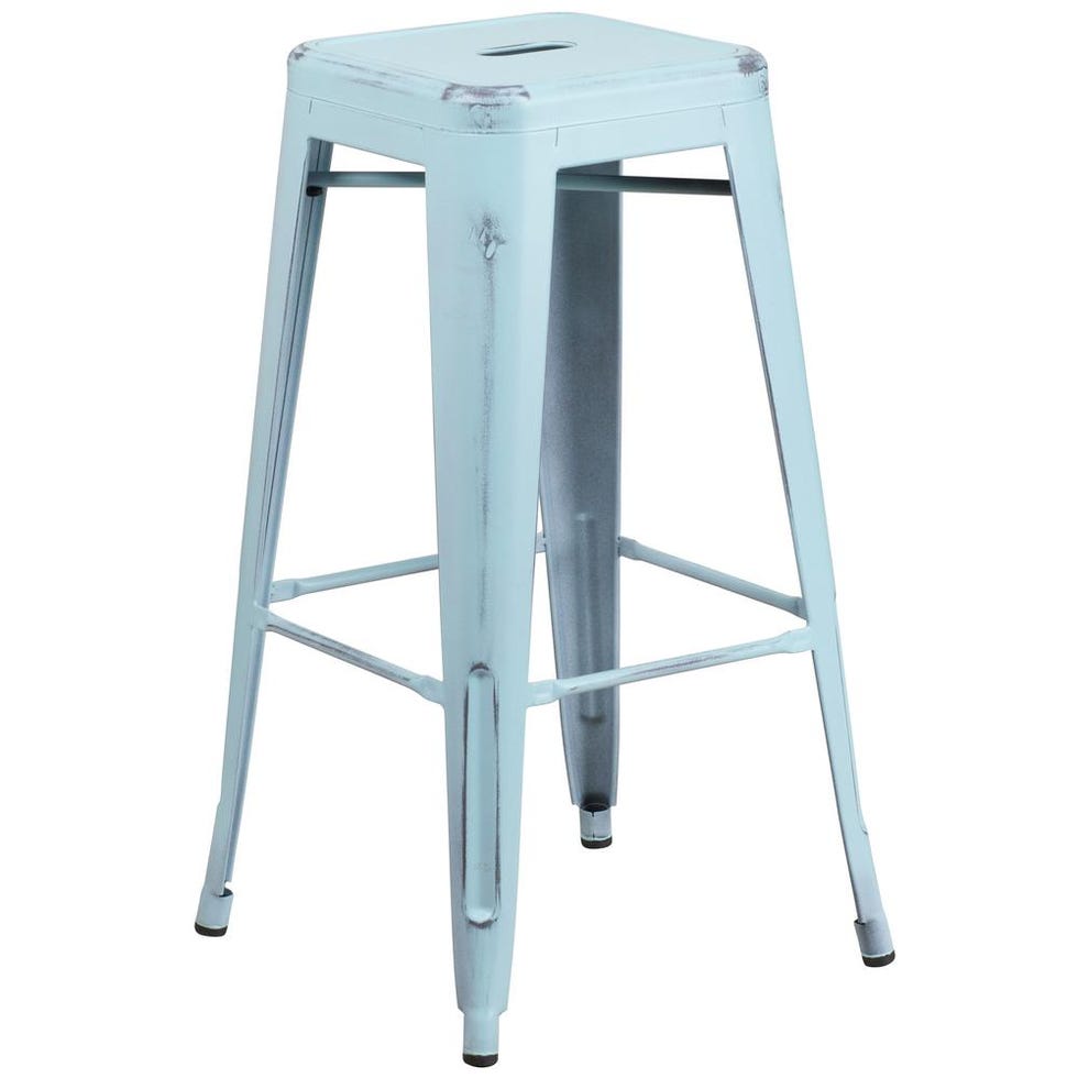 Distressed Blue Bar Stool