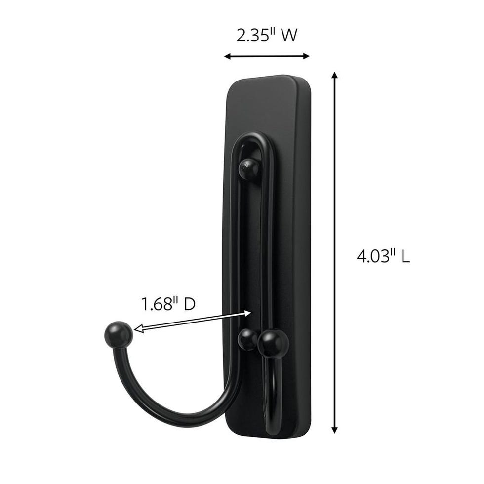 Matte Black Large Double Hook
