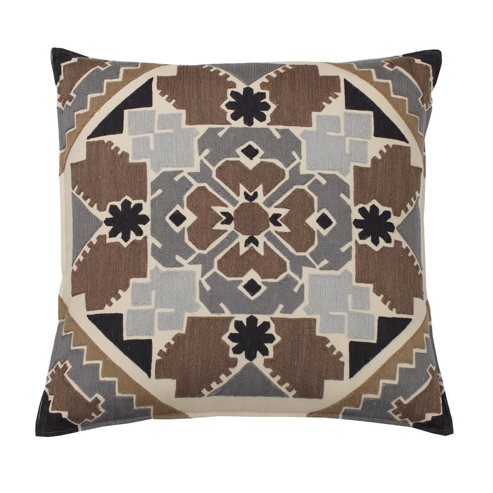 Neutral Mosaic Embroidered Pillow 