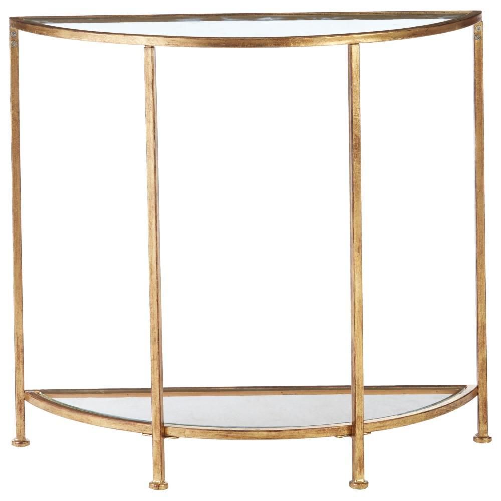 Gold Demilune Glass Table