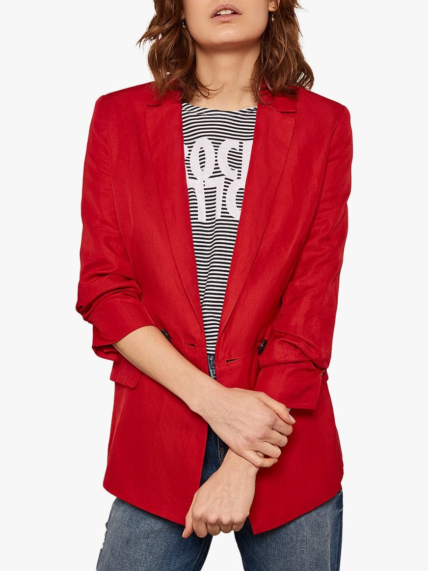 Mint Velvet Double Breasted Blazer, Red
