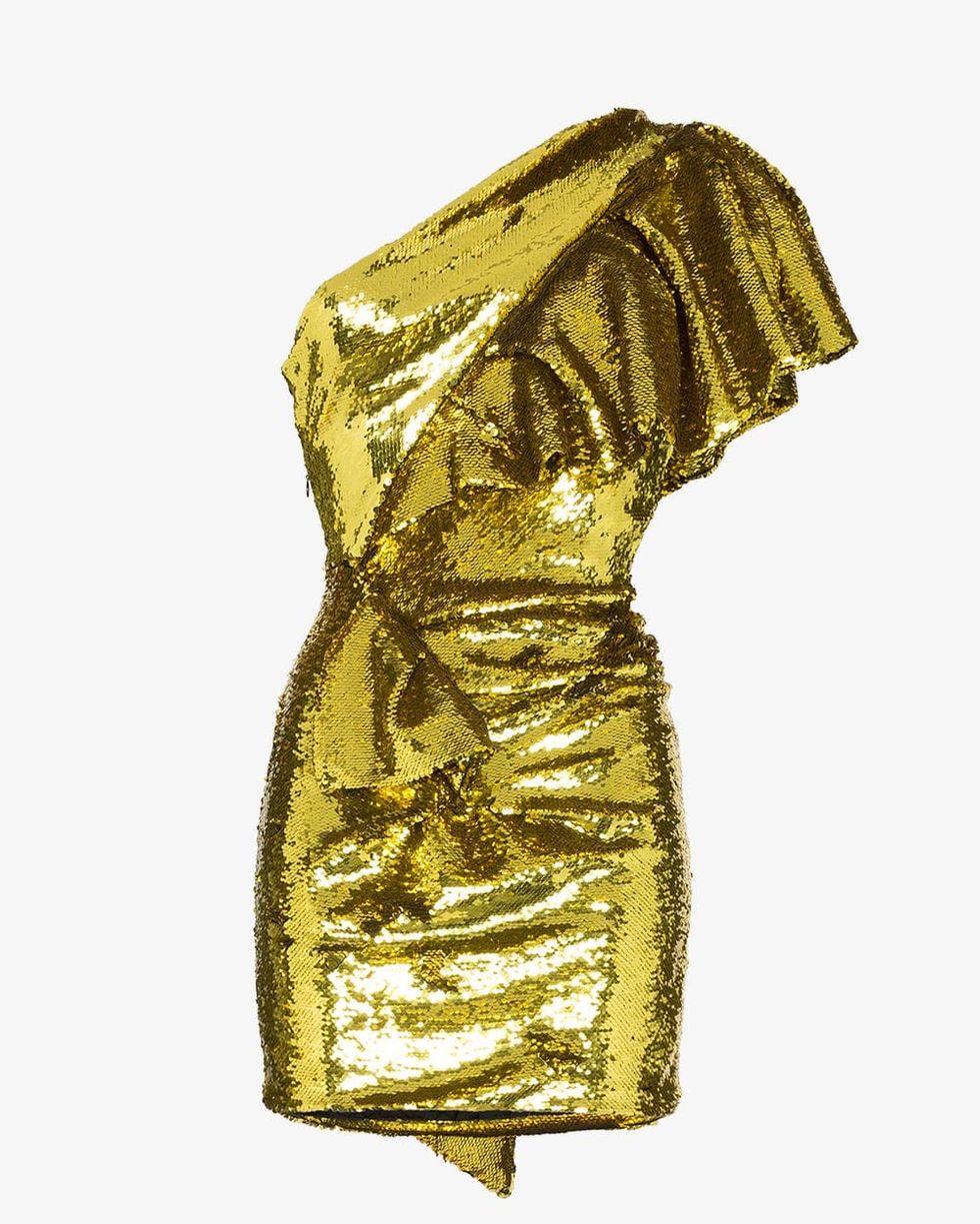 One-Shoulder Sequin-Embellished Mini Dress