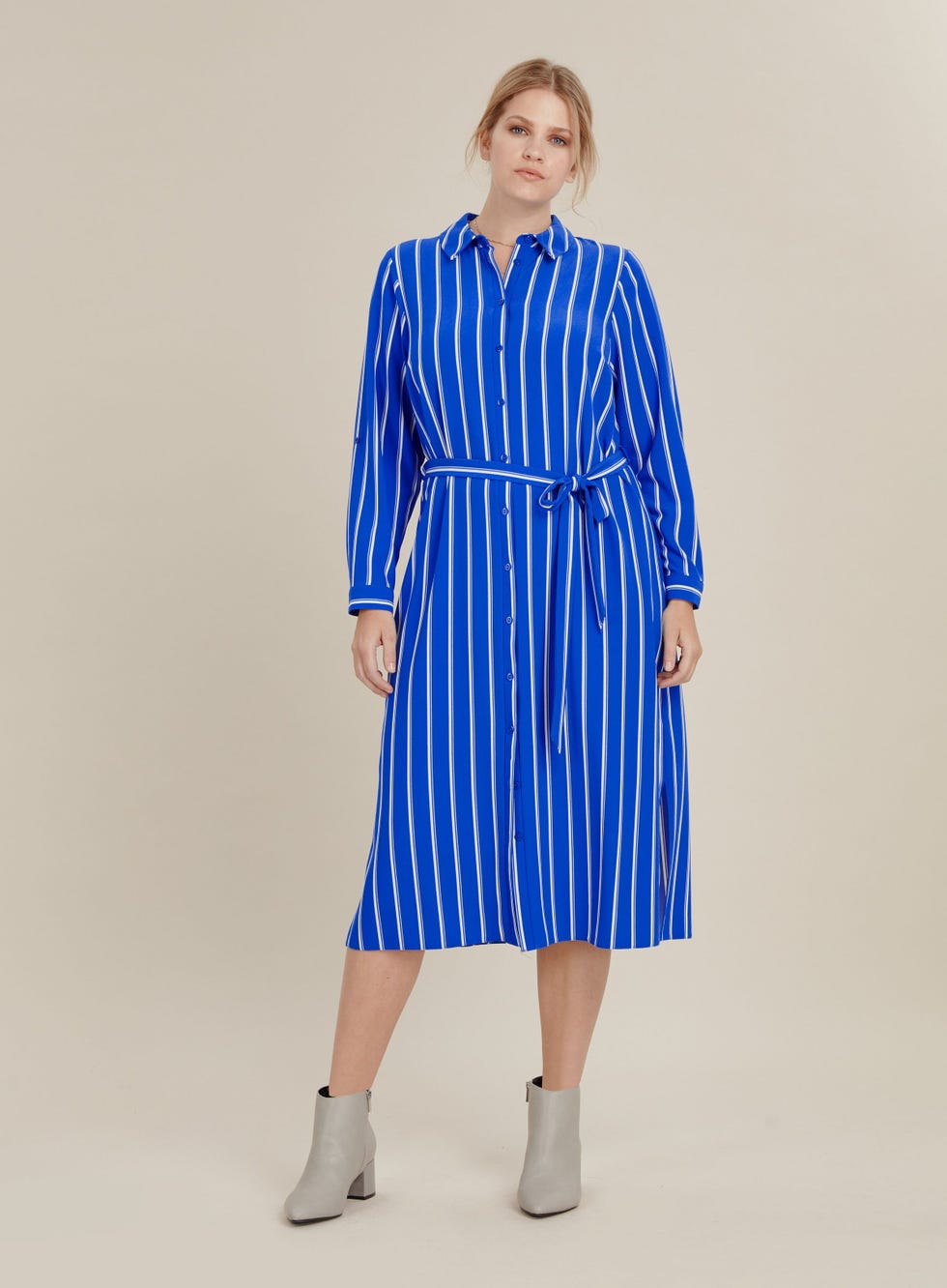 Blue and White Stripe Shirt Dress