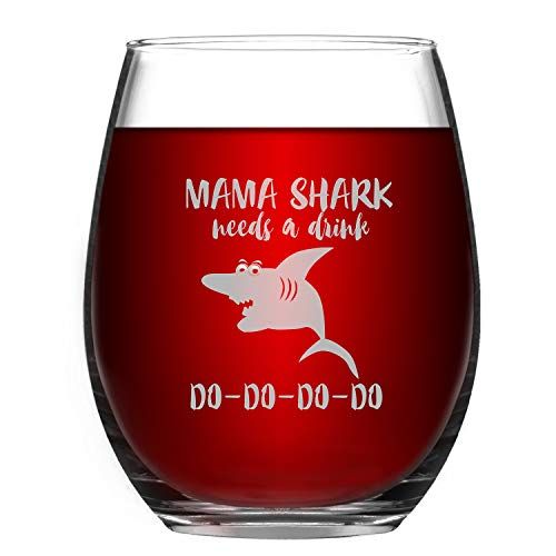 Baby Mama Shark Wine Glass