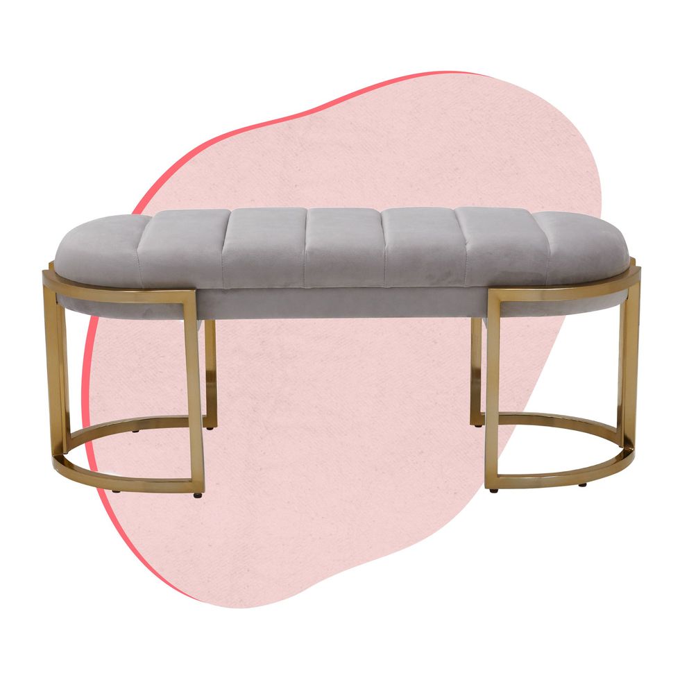 MoDRN Glam Marni Channel Tufted Bench, Multiple Colors