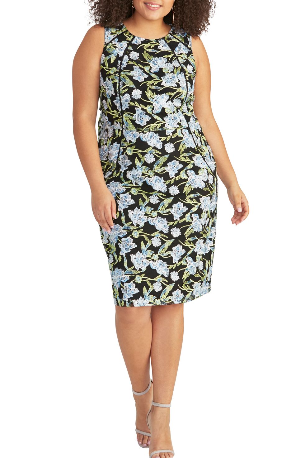 Embroidered Floral Sheath Dress