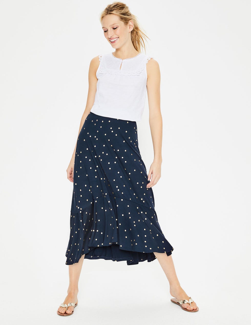 Fluted Hem Jersey Skirt 