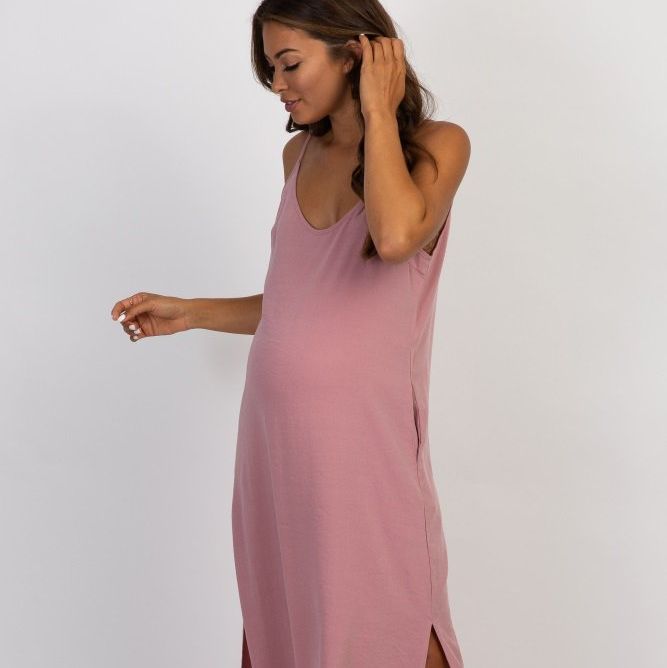 Side Slit Maternity Maxi Dress