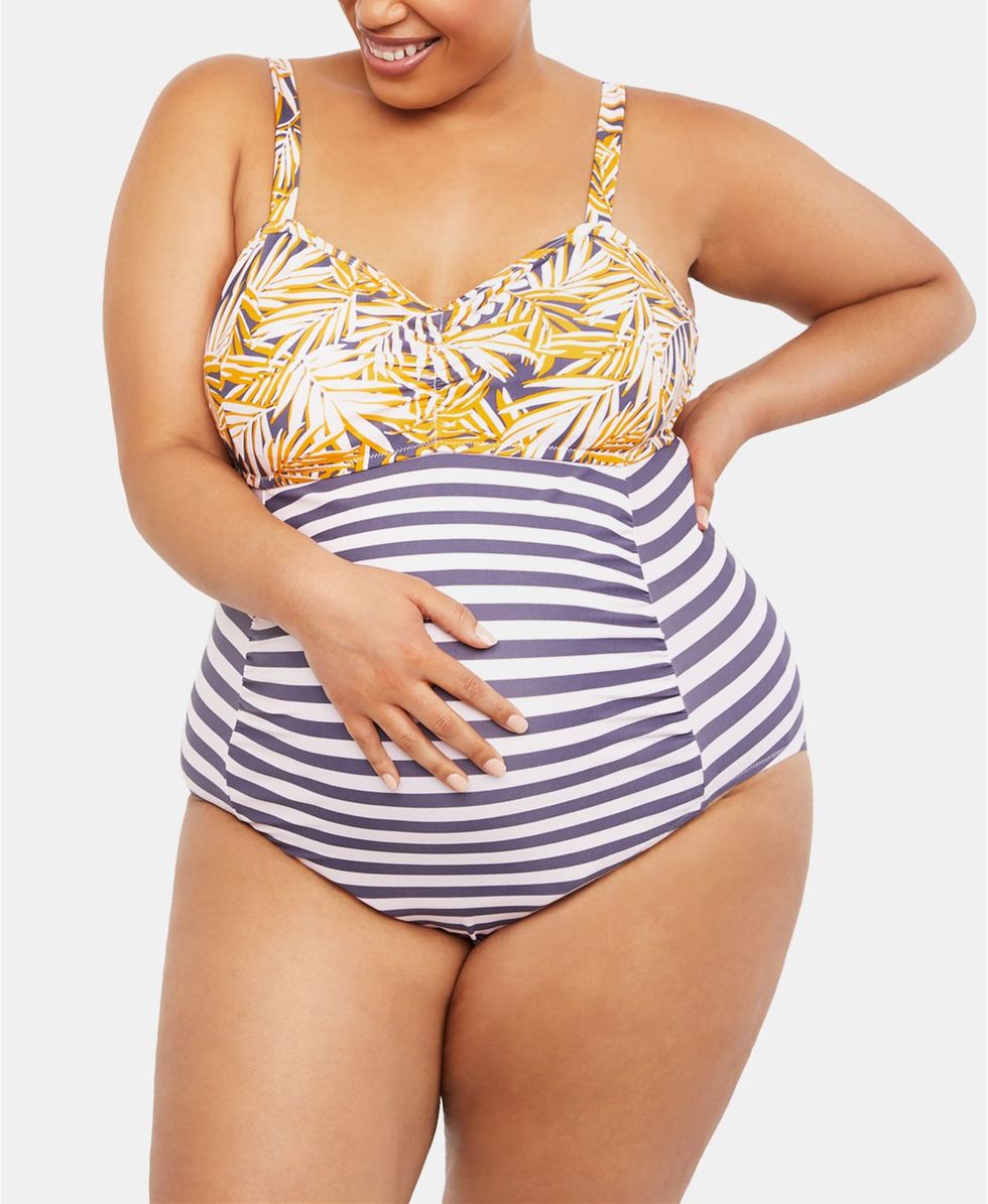 Buy Women Maternity Swimsuit Plus Size Two Piece Pregnant Bathing Suits  Black L at