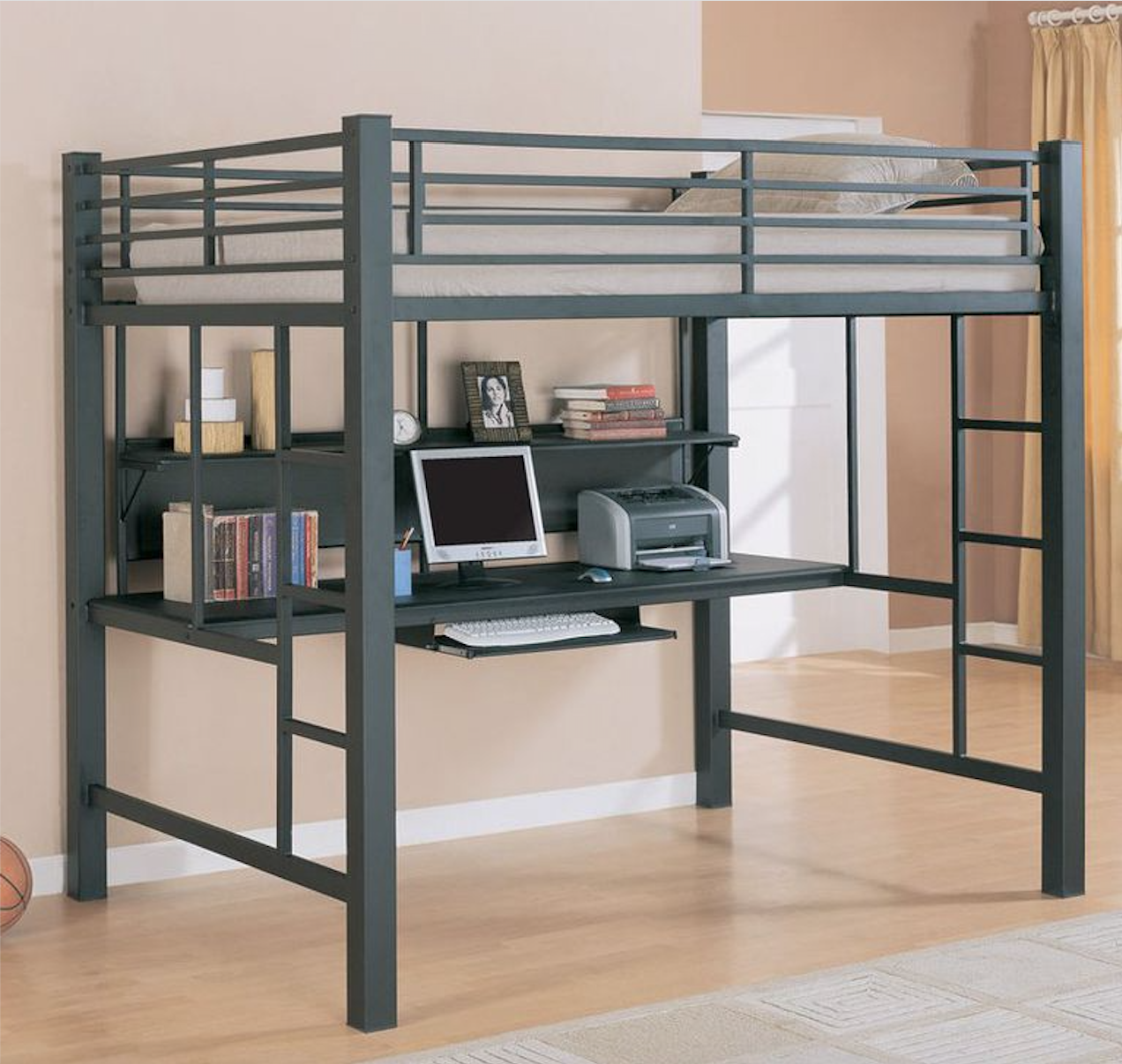 small double bunk bed with desk