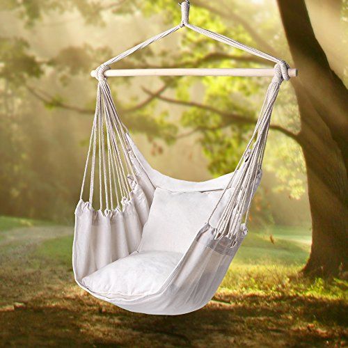 Hammock Chair Hanging Rope Swing, Hanging Chair with 3 Cushions and Foot  Rest Support - Hammocks - New York, New York, Facebook Marketplace