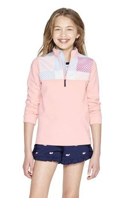Girls' Long Sleeve 1/4 Zip Pullover Patchwork Whale Sweatshirt