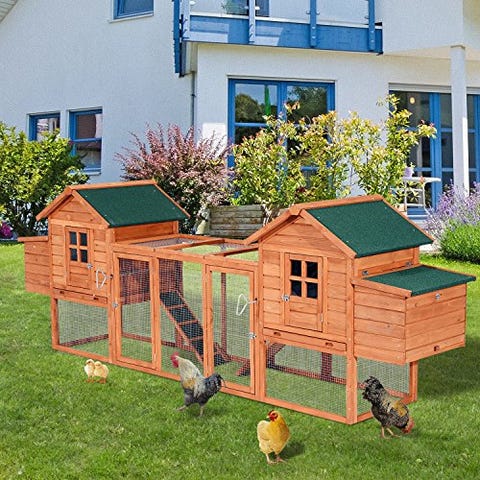 Pawhut 64 Large Wooden Chicken Coop Kit With Outdoor Run And Nesting Box