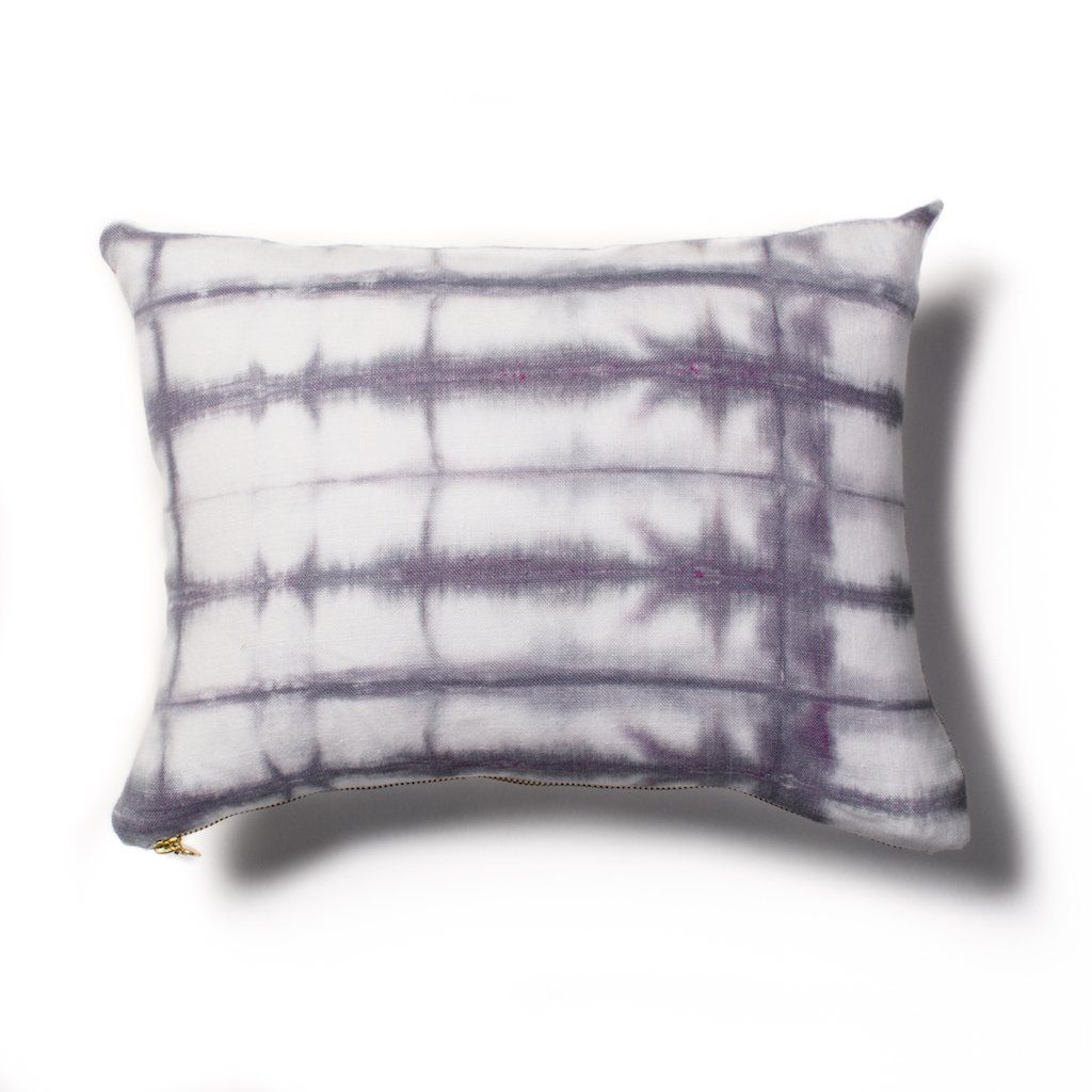 Shibori Pillow in Gray-Lilac