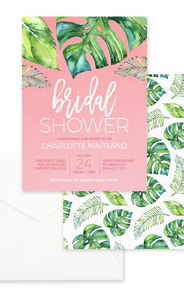 Tropical Paradise DIY Bridal Shower Invitation