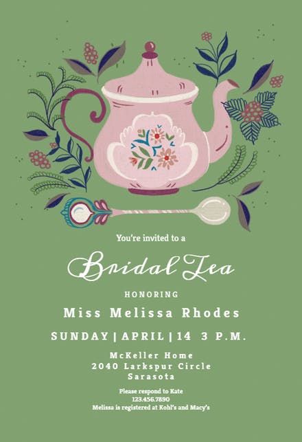Tasteful Teapots DIY Bridal Shower Invitation