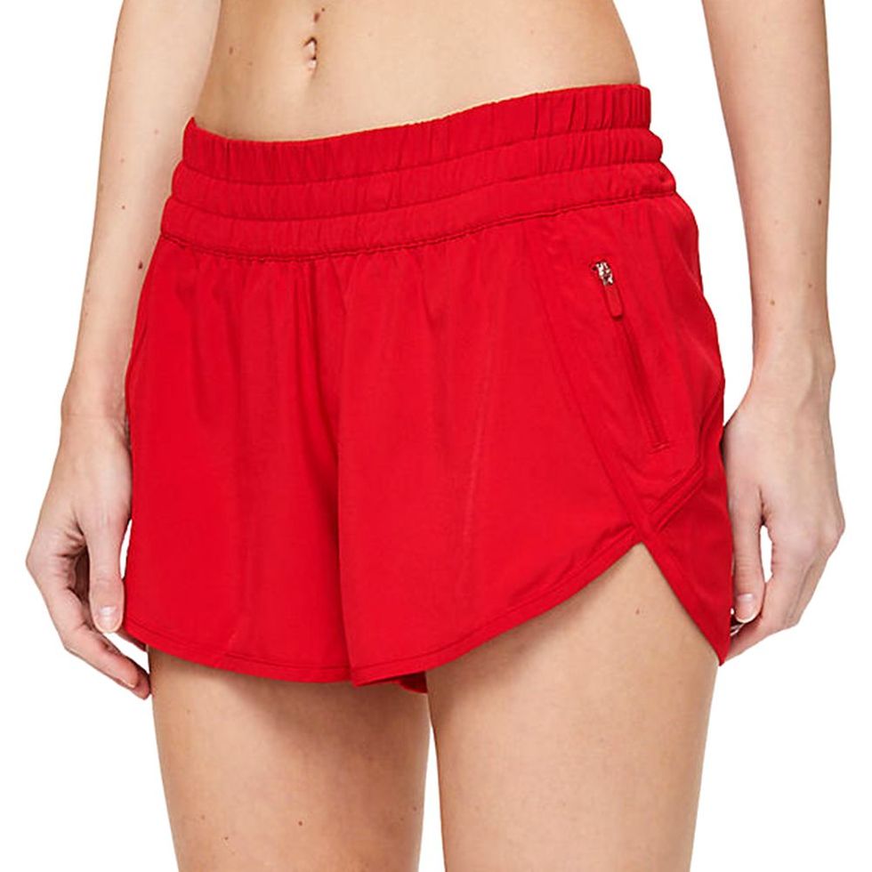 Red Hotty Hot 4 running shorts, lululemon