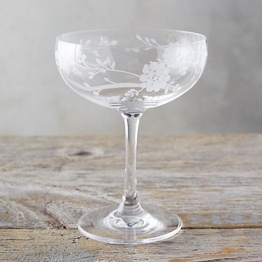 Etched Floral Glass Coupe