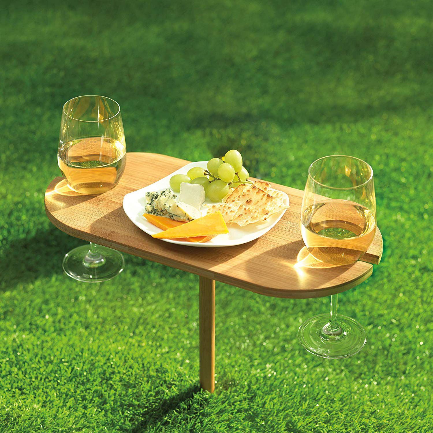Tovolo Outdoor Wine Holder Bamboo Table