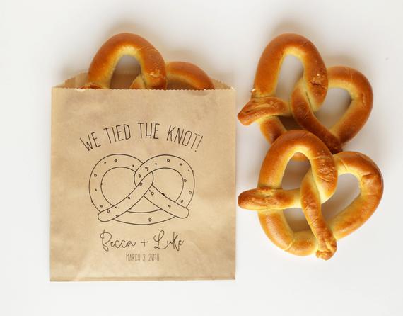 "We Tied The Knot" Pretzel Bags