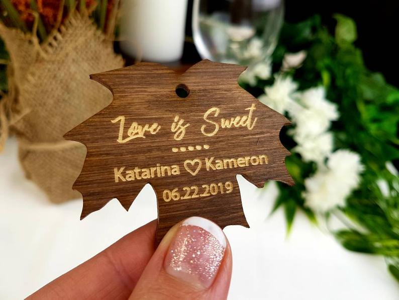 "Love Is Sweet" Maple Leaf Tags