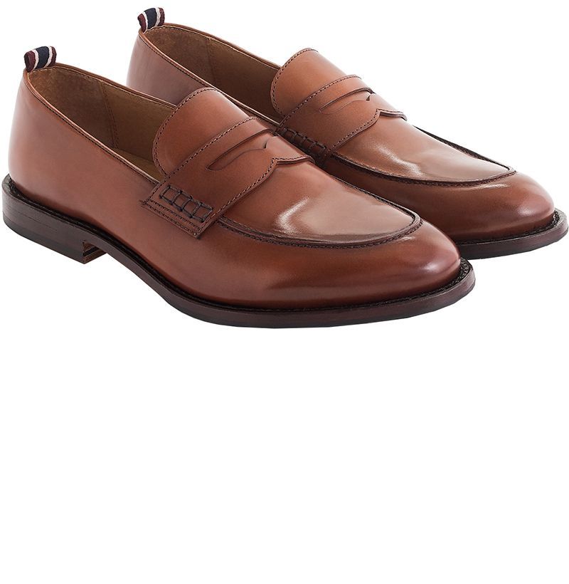 Oar stripe penny store loafers in italian leather