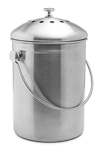 Kitchen Compost Caddy Bin Extra Large Cream Compost Pail & 50x 10L Biobags 