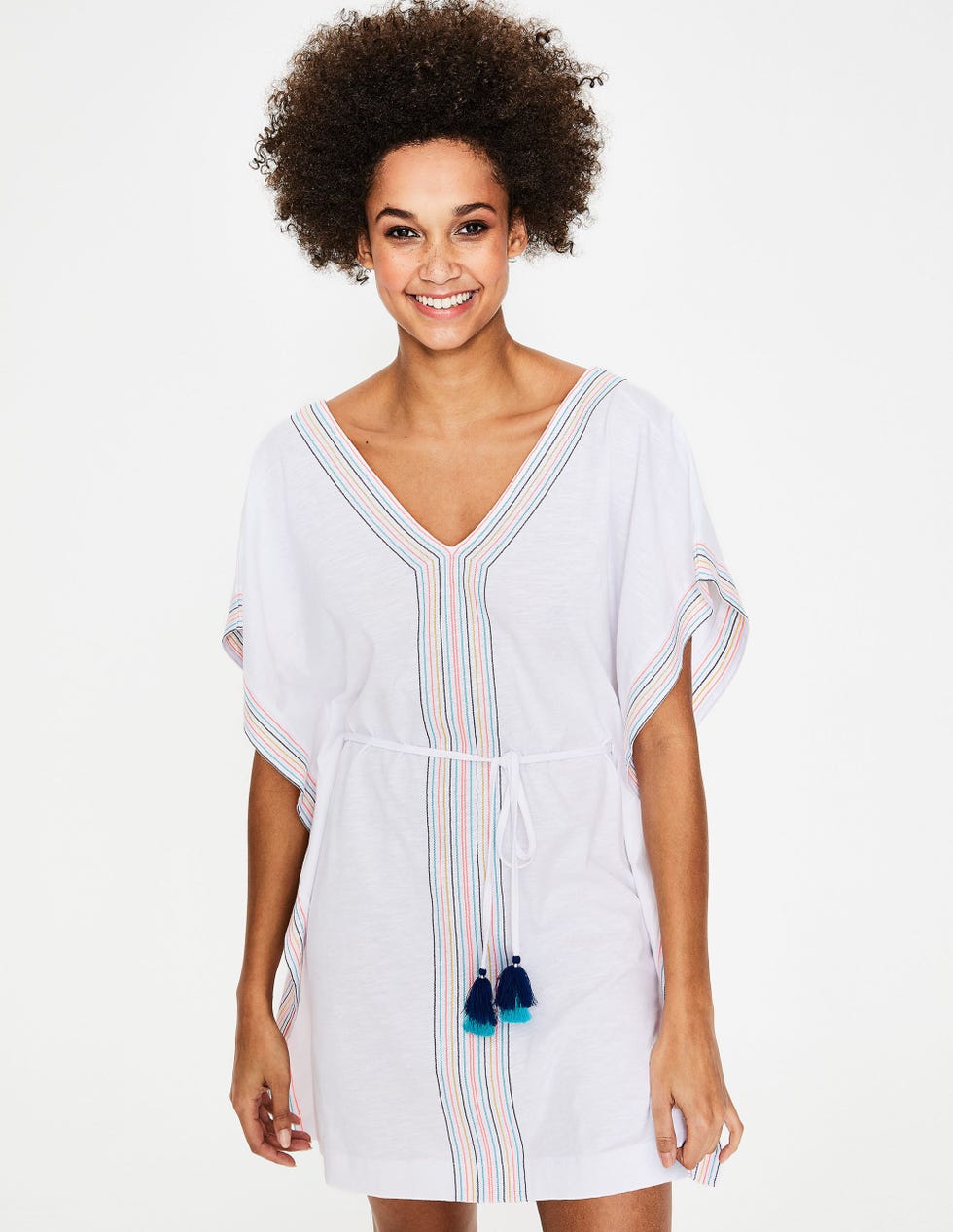 Eloise Jersey Kaftan - White/Multi
