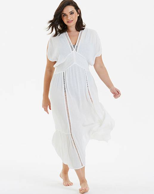 Beachwear Embroidered Insert Maxi Kaftan