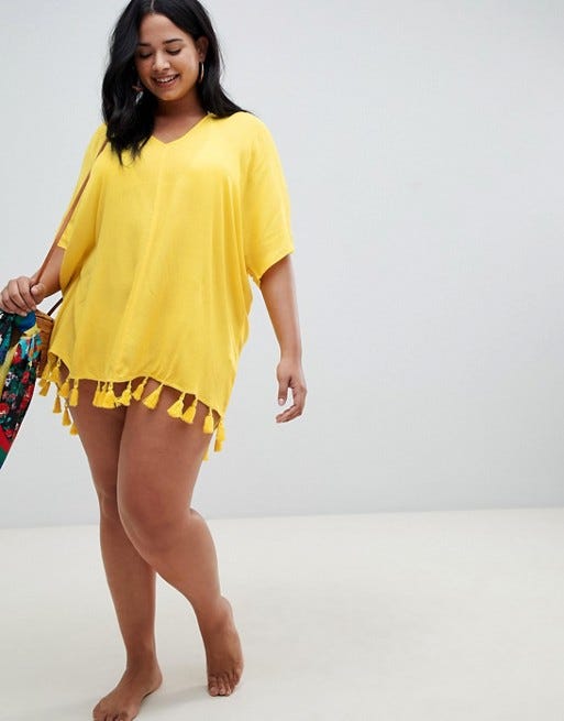 Curve Tassel Fringed Beach Kaftan