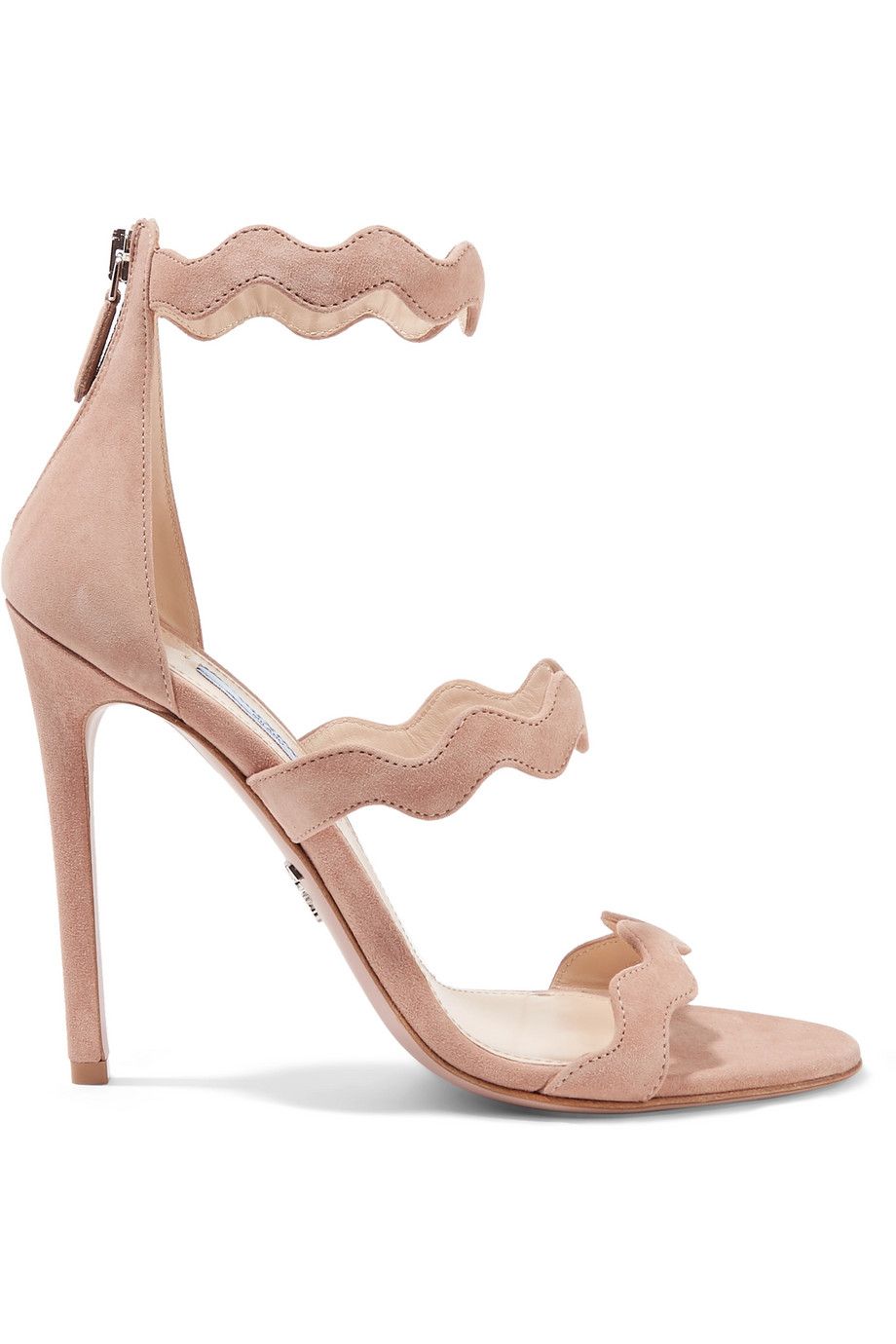 Scalloped Suede Sandals