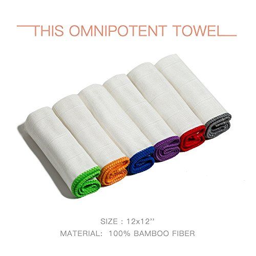 100% Bamboo Washcloths | eco-friend asciugamani in microfibra Wash Dish, super assorbente pulizia asciugamani (30 x 30 cm), 6 pezzi, più durevole di cotone, anallergico.