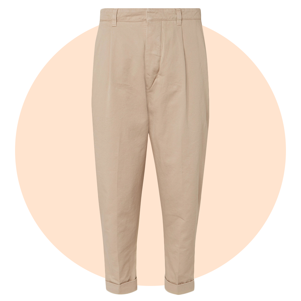 Tapered Pleated Cotton-Twill Chinos
