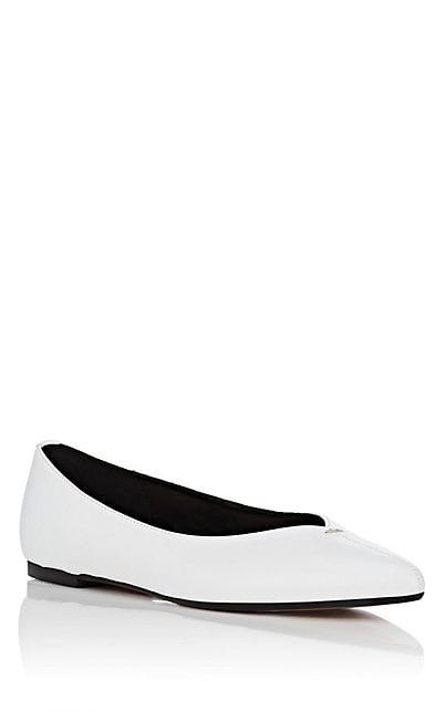 Barneys New York V'd-Throat Leather Flats