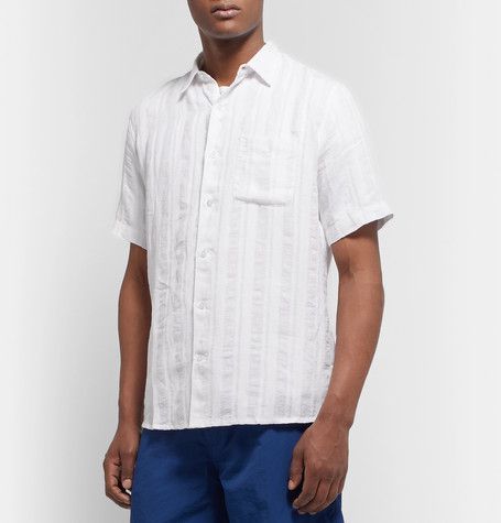 Striped Linen-Jacquard Shirt