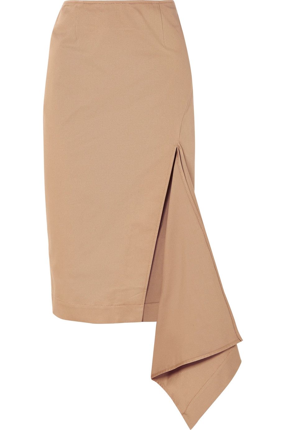 Asymmetric cotton-blend gabardine skirt